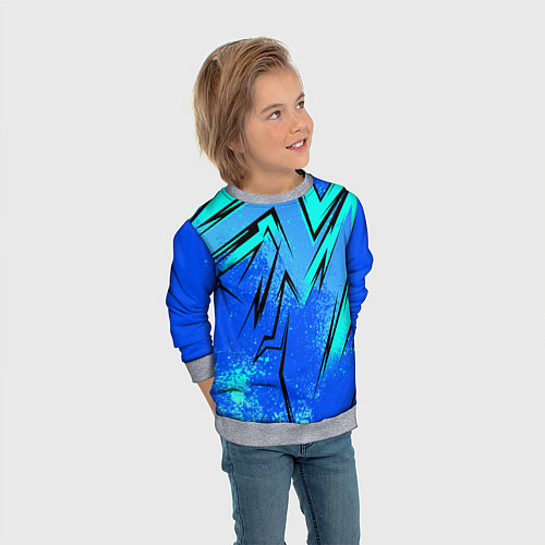 Детский свитшот Sport uniform - синие брызки / 3D-Меланж – фото 3