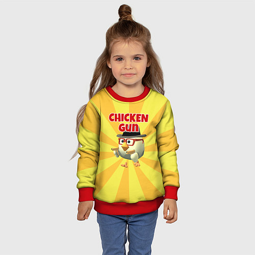 Детский свитшот Chicken Gun с пистолетами / 3D-Красный – фото 4