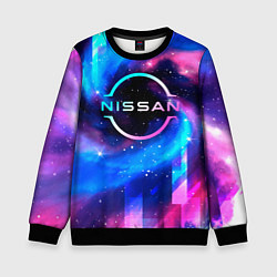 Свитшот детский Nissan неоновый космос, цвет: 3D-черный