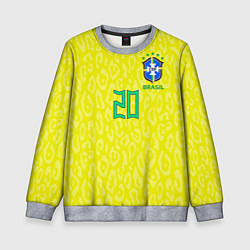 Свитшот детский Винисиус Жуниор ЧМ 2022 сборная Бразилии домашняя, цвет: 3D-меланж