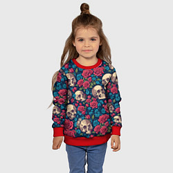 Свитшот детский Черепа и красные розы, цвет: 3D-красный — фото 2