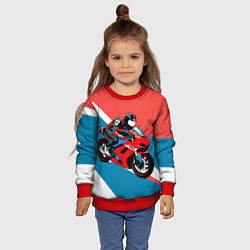 Свитшот детский Нарисованный мотоциклист, цвет: 3D-красный — фото 2