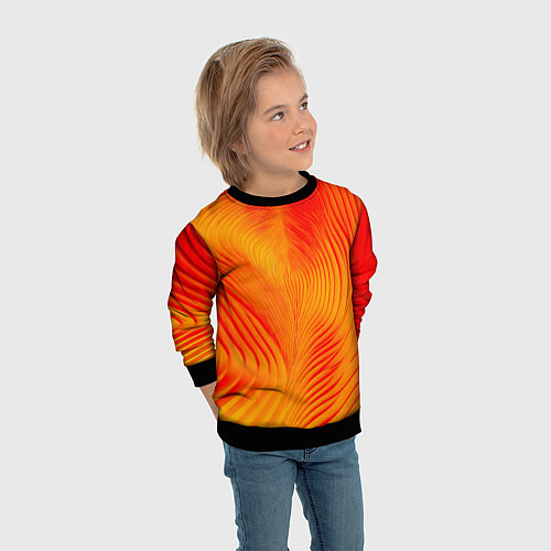 Детский свитшот Фантазия в красном и желтом / 3D-Черный – фото 3