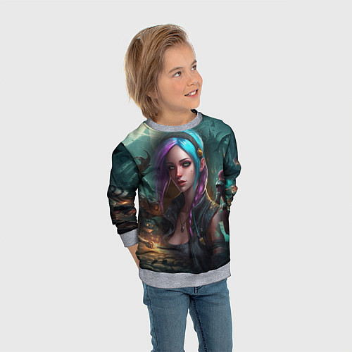 Детский свитшот Jinx art Arcane League of Legends / 3D-Меланж – фото 3
