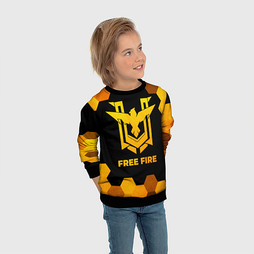 Детский свитшот Free Fire - gold gradient / 3D-Черный – фото 3