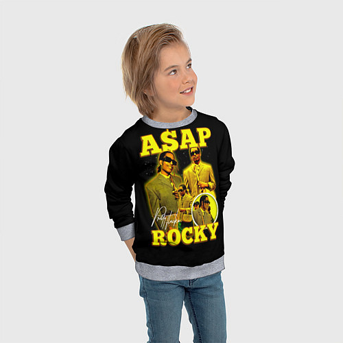 Детский свитшот Asap Rocky, rapper / 3D-Меланж – фото 3