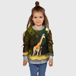 Свитшот детский Жираф на фоне деревьев, цвет: 3D-меланж — фото 2