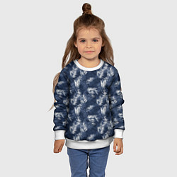 Свитшот детский Листья пальм в стиле индиго, цвет: 3D-белый — фото 2