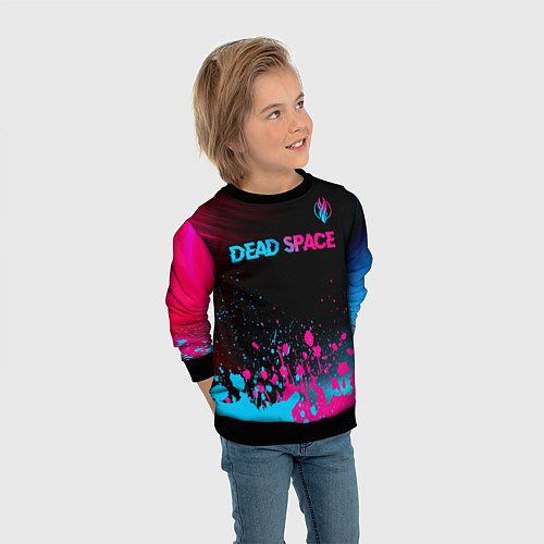Детский свитшот Dead Space - neon gradient: символ сверху / 3D-Черный – фото 3
