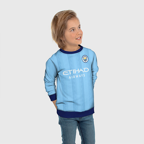Детский свитшот Джек Грилиш Манчестер Сити форма 2324 домашняя / 3D-Синий – фото 3