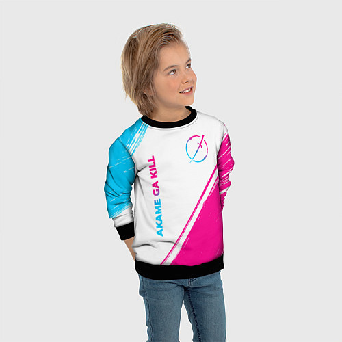 Детский свитшот Akame ga Kill neon gradient style: надпись, символ / 3D-Черный – фото 3