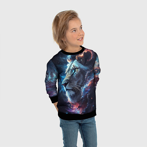 Детский свитшот Galactic lion / 3D-Черный – фото 3