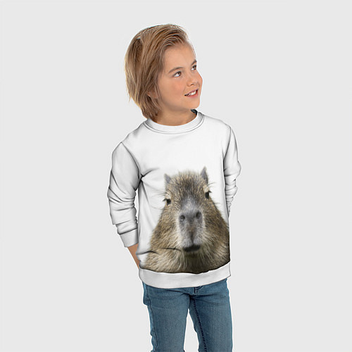 Детский свитшот Капибара пофигист / 3D-Белый – фото 3