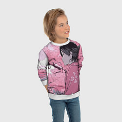 Свитшот детский Силуэт девушки на фоне сакуры: арт нейросети, цвет: 3D-белый — фото 2