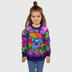 Свитшот детский Humble minds - skull - graffiti, цвет: 3D-синий — фото 2