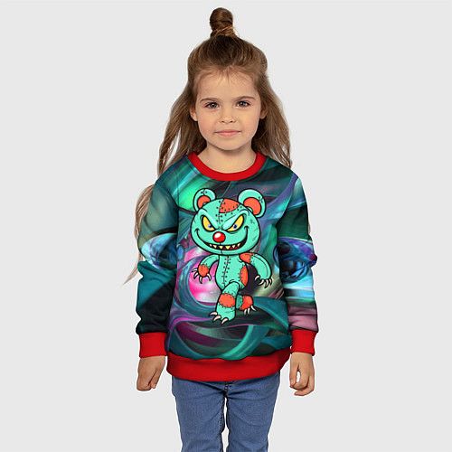 Детский свитшот Кровожадный мишутка-вуду / 3D-Красный – фото 4