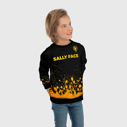 Детский свитшот Sally Face - gold gradient: символ сверху / 3D-Черный – фото 3