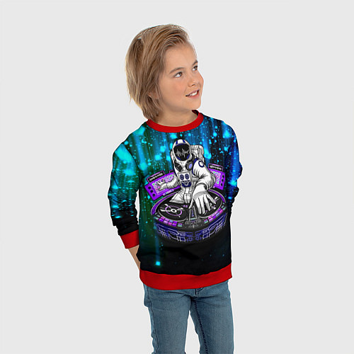Детский свитшот Space DJ - neon starfall / 3D-Красный – фото 3