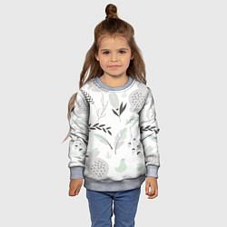 Свитшот детский Зайцы и растения паттерн, цвет: 3D-меланж — фото 2