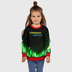 Свитшот детский Cyberpunk 2077 phantom liberty green fire logo, цвет: 3D-красный — фото 2