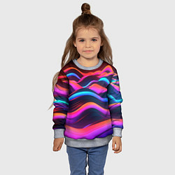Свитшот детский Неоновые фиолетовые волны, цвет: 3D-меланж — фото 2
