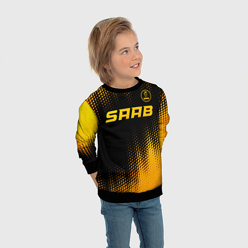 Детский свитшот Saab - gold gradient: символ сверху / 3D-Черный – фото 3