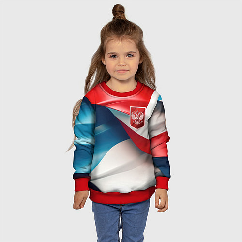 Детский свитшот Красный герб России / 3D-Красный – фото 4
