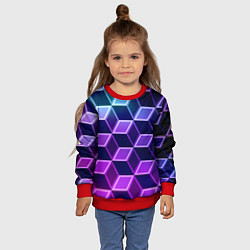 Свитшот детский Неоновые кубы иллюзия, цвет: 3D-красный — фото 2