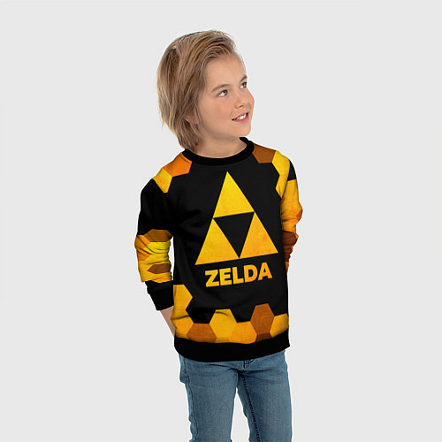 Детский свитшот Zelda - gold gradient / 3D-Черный – фото 3