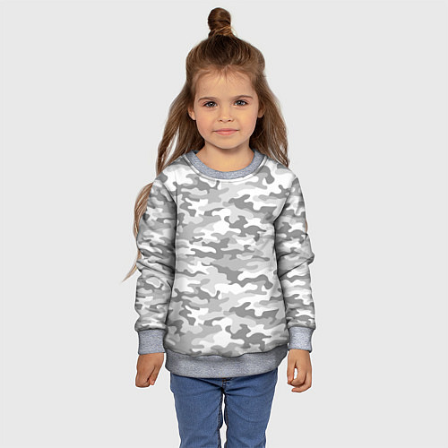 Детский свитшот Камуфляж серый / 3D-Меланж – фото 4