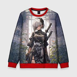 Свитшот детский Nier automata девушка с мечами, цвет: 3D-красный