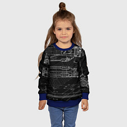 Свитшот детский Чертеж ракеты на чёрном фоне, цвет: 3D-синий — фото 2