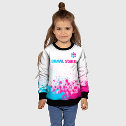 Свитшот детский Brawl Stars neon gradient style: символ сверху, цвет: 3D-черный — фото 2