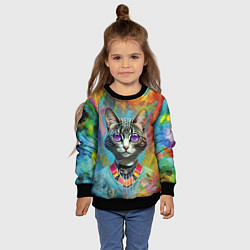 Свитшот детский Cat fashionista - neural network, цвет: 3D-черный — фото 2