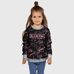 Свитшот детский Блэкпинк - розовые автографы, цвет: 3D-меланж — фото 2