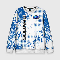 Свитшот детский Subaru blue logo, цвет: 3D-белый