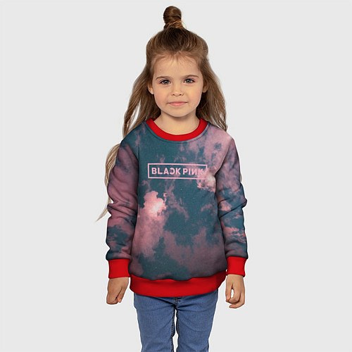 Детский свитшот Blackpink - pink clouds / 3D-Красный – фото 4
