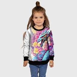 Свитшот детский Свирепый дракон - татуировка - ирезуми - Япония, цвет: 3D-черный — фото 2