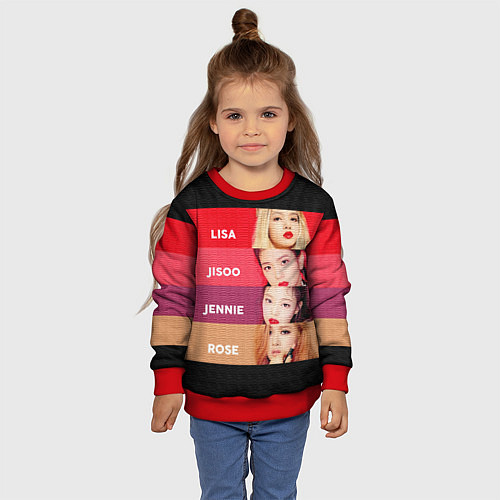 Детский свитшот Blackpink Bands / 3D-Красный – фото 4