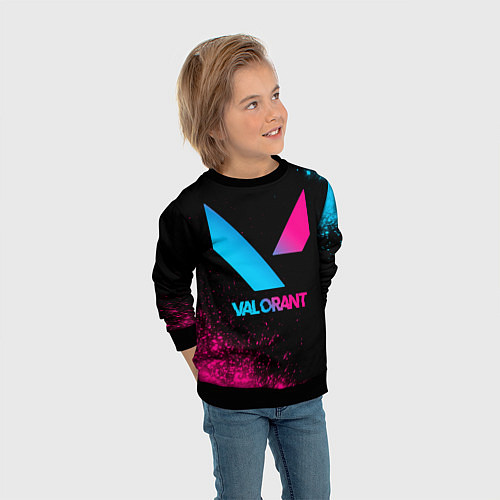 Детский свитшот Valorant - neon gradient / 3D-Черный – фото 3