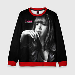Свитшот детский Blackpink Lisa in leather jacket, цвет: 3D-красный