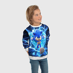 Свитшот детский Sonic electric waves, цвет: 3D-белый — фото 2