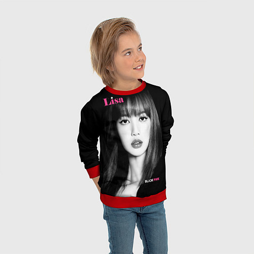 Детский свитшот Blackpink Lisa Portrait / 3D-Красный – фото 3