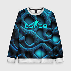 Свитшот детский CS GO blue neon logo, цвет: 3D-белый