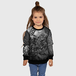 Свитшот детский Flowers - japanese art, цвет: 3D-черный — фото 2