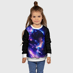 Свитшот детский Космическая женщина, цвет: 3D-белый — фото 2