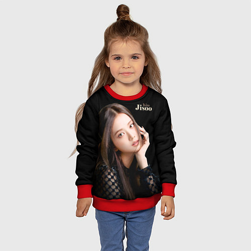 Детский свитшот Blackpink Cute Jisoo Kim / 3D-Красный – фото 4