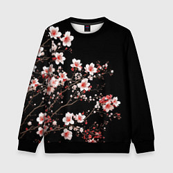 Детский свитшот Цветущая сакура - белые и красные