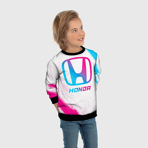 Детский свитшот Honda neon gradient style / 3D-Черный – фото 3