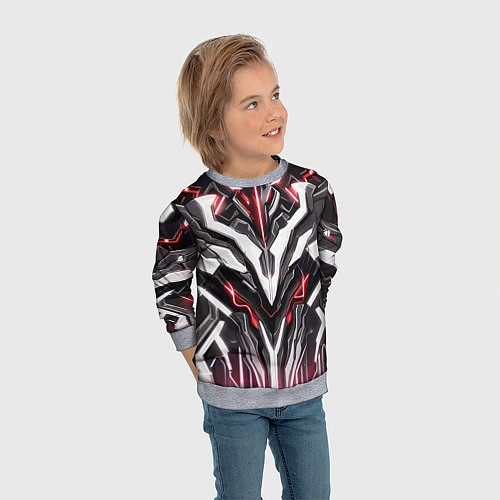 Детский свитшот Неоновая кибер броня красная / 3D-Меланж – фото 3